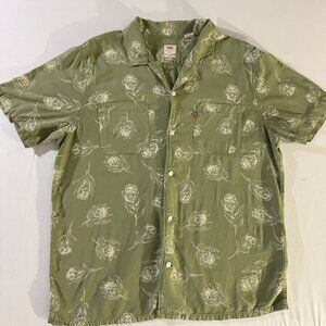 Levi’s Green Floral Button-Up Camp Shirt Size Large Casual Summer